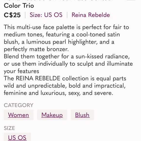 Reina Rebelde On Your Face Contour Color Trio Adorada.  New In Box! - Picture 3 of 3